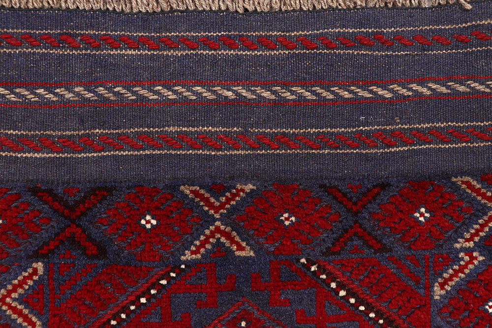 Dark Red Mashwani 2' 1 x 8' 1 - No. 63633 - ALRUG Rug Store