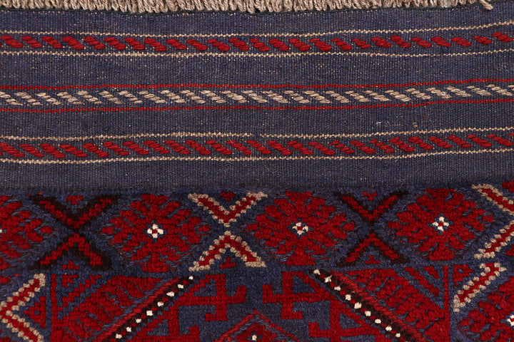 Dark Red Mashwani 2' 1 x 8' 1 - No. 63633 - ALRUG Rug Store