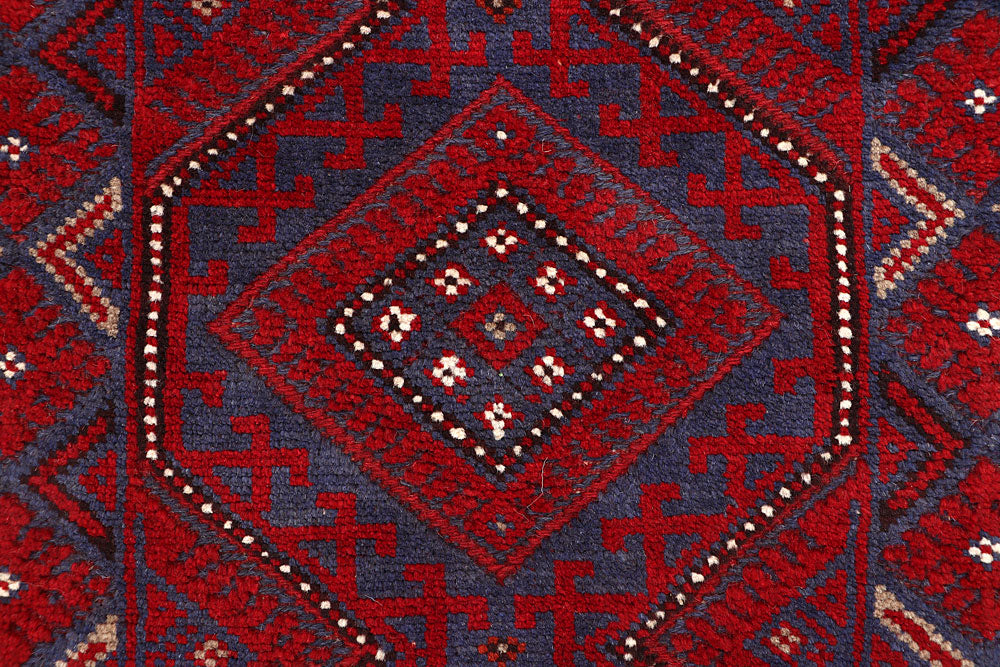 Dark Red Mashwani 2' 1 x 8' 1 - No. 63633 - ALRUG Rug Store