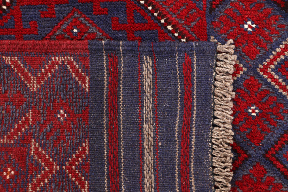 Dark Red Mashwani 2' 1 x 8' 1 - No. 63633 - ALRUG Rug Store