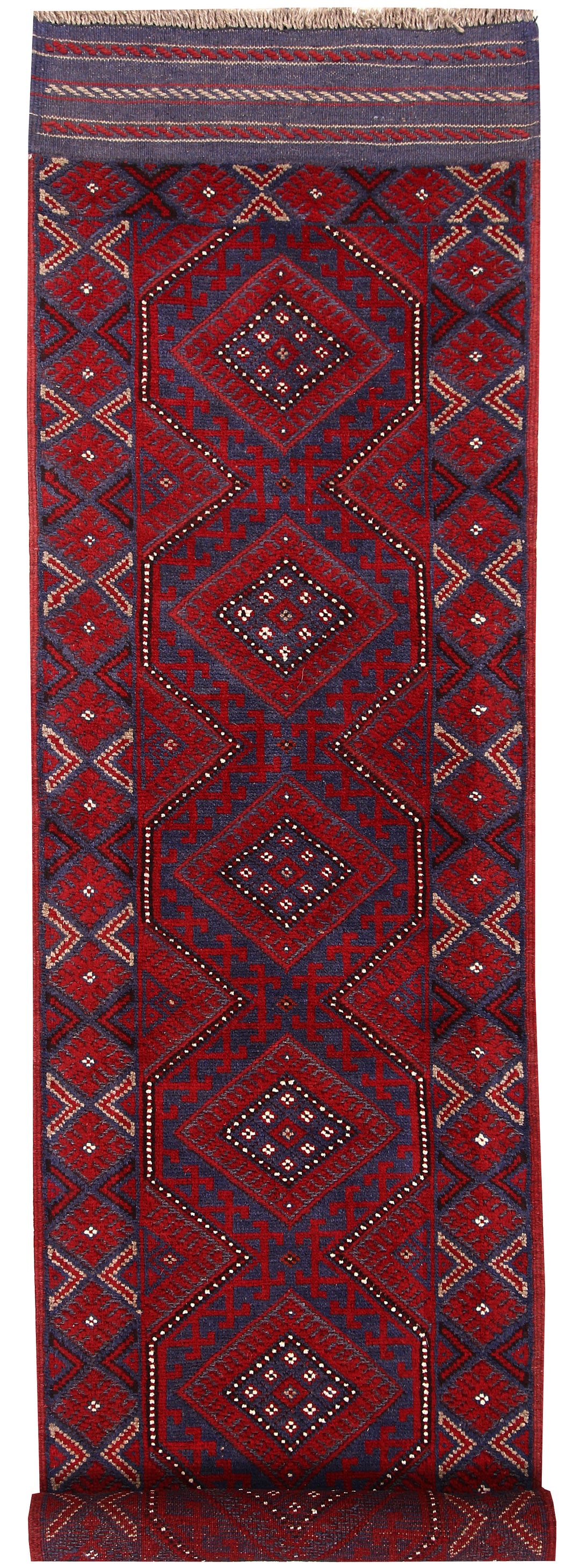 Dark Red Mashwani 2' 1 x 8' 1 - No. 63633 - ALRUG Rug Store
