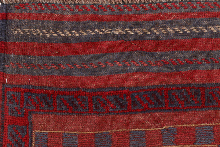 Dark Red Mashwani 2' x 8' 4 - No. 63634 - ALRUG Rug Store