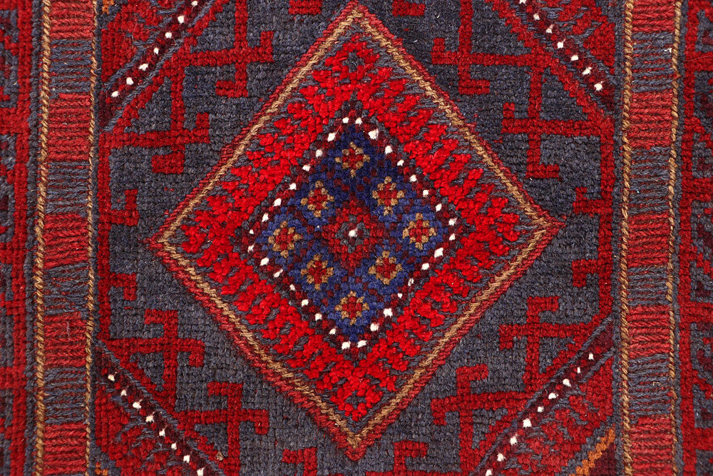 Dark Red Mashwani 2' x 8' 4 - No. 63634 - ALRUG Rug Store