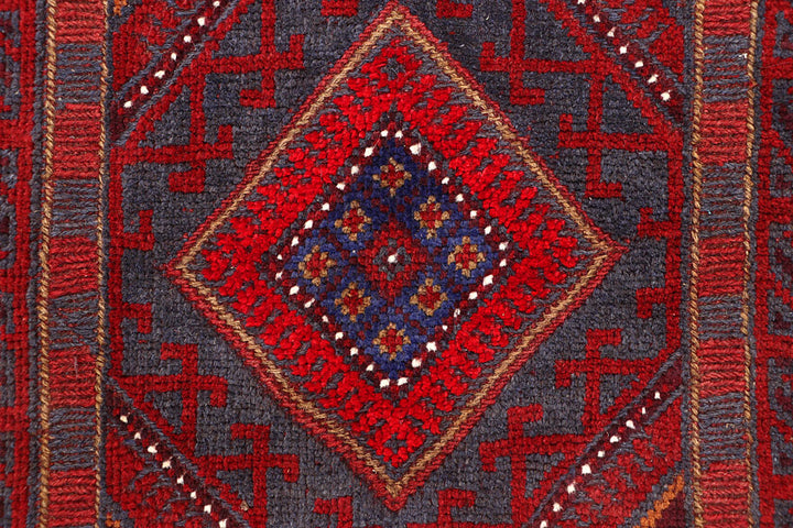 Dark Red Mashwani 2' x 8' 4 - No. 63634 - ALRUG Rug Store