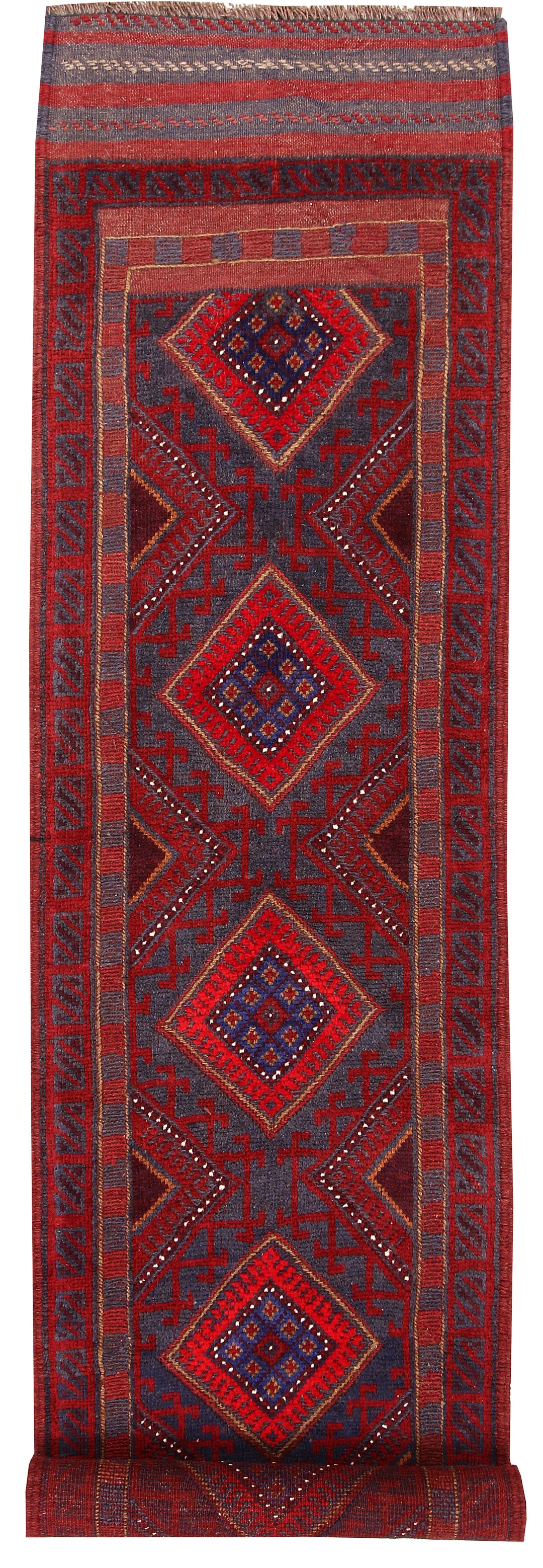 Dark Red Mashwani 2' x 8' 4 - No. 63634 - ALRUG Rug Store
