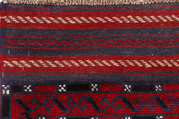 Dark Red Mashwani 2' 1 x 8' 9 - No. 63635 - ALRUG Rug Store