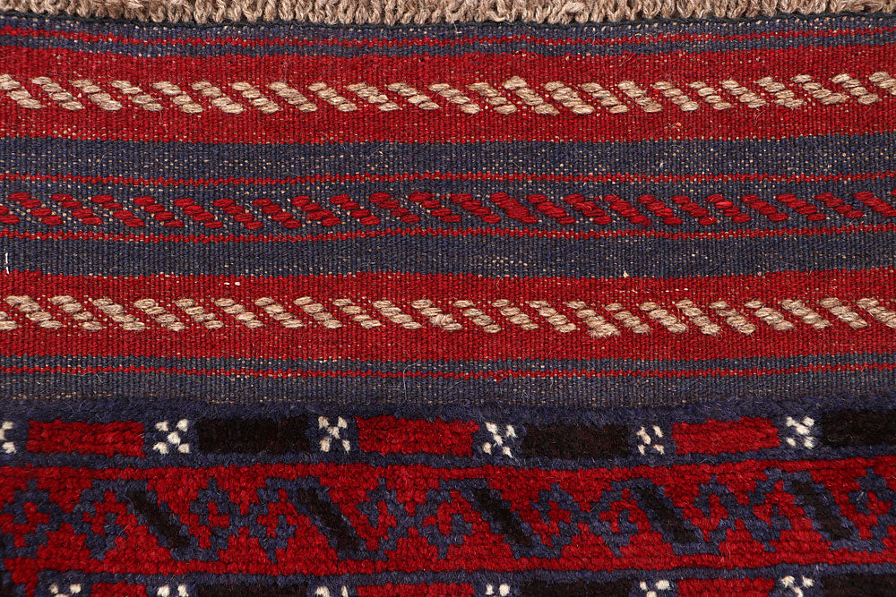 Dark Red Mashwani 2' 1 x 8' 9 - No. 63635 - ALRUG Rug Store