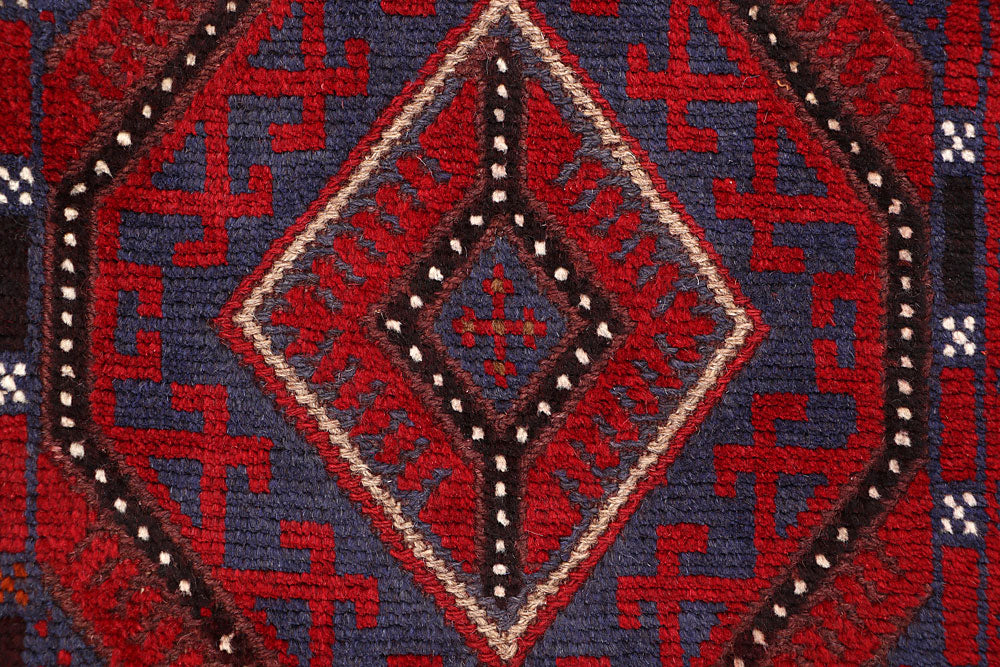 Dark Red Mashwani 2' 1 x 8' 9 - No. 63635 - ALRUG Rug Store