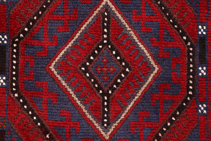Dark Red Mashwani 2' 1 x 8' 9 - No. 63635 - ALRUG Rug Store