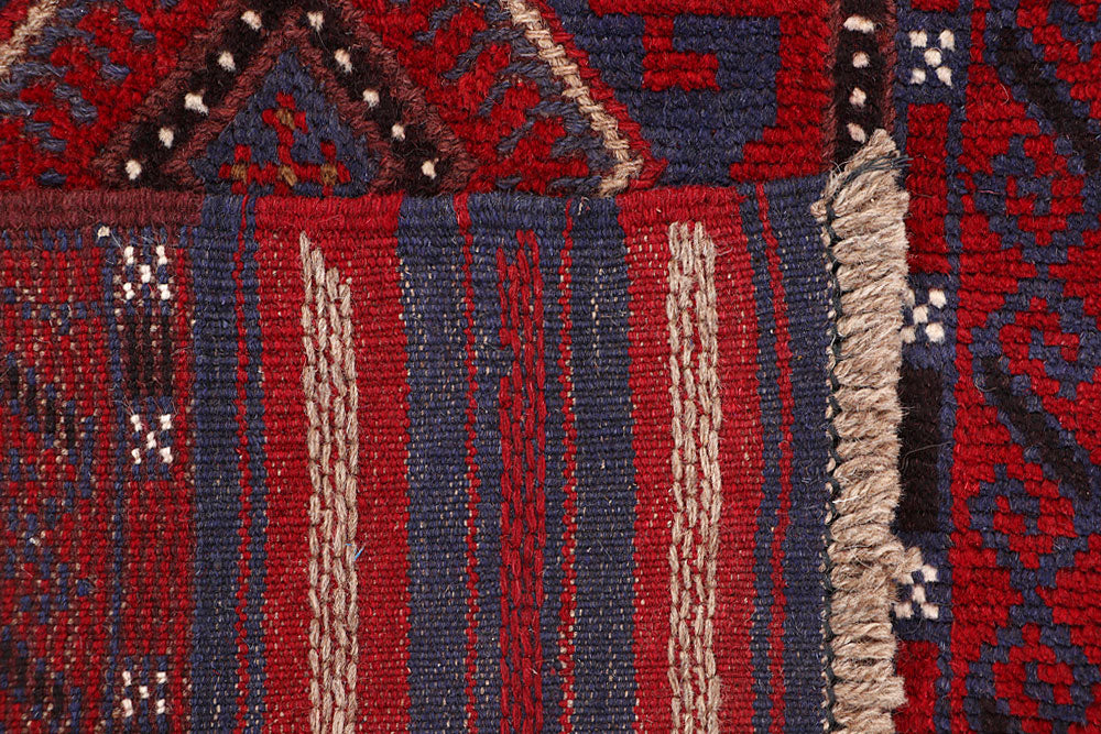 Dark Red Mashwani 2' 1 x 8' 9 - No. 63635 - ALRUG Rug Store