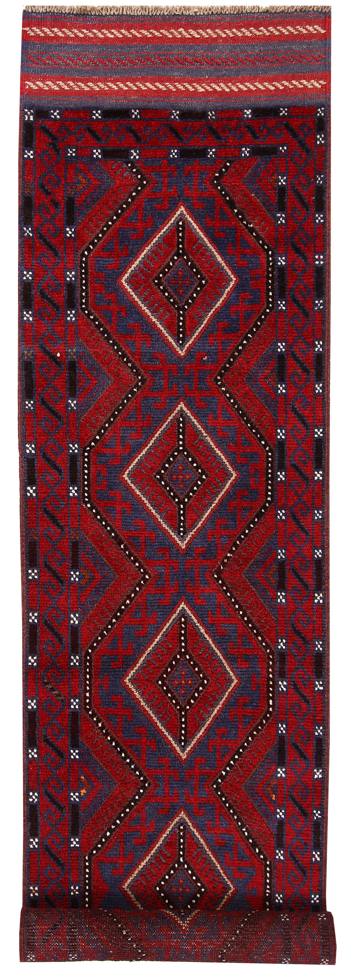 Dark Red Mashwani 2' 1 x 8' 9 - No. 63635 - ALRUG Rug Store