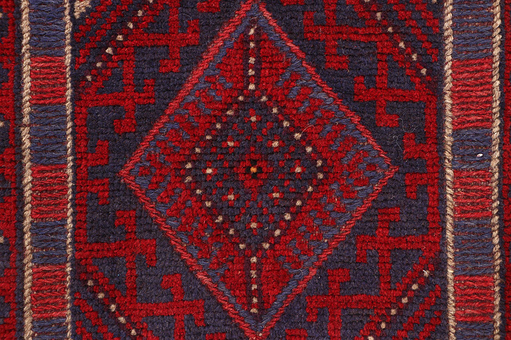 Dark Red Mashwani 1' 10 x 8' 2 - No. 63636 - ALRUG Rug Store