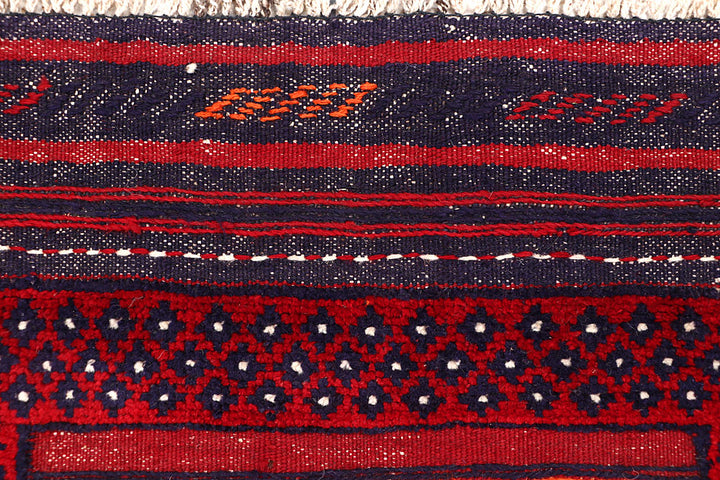 Dark Red Mashwani 2' 1 x 8' 3 - No. 63637 - ALRUG Rug Store