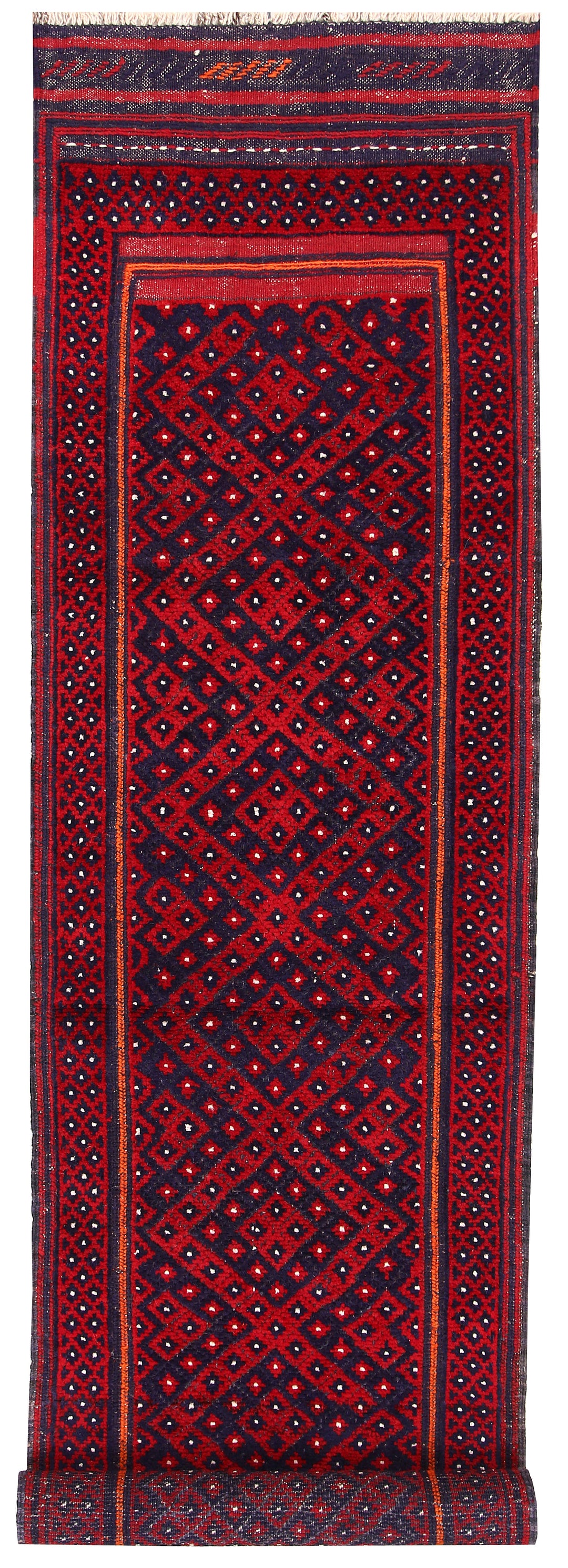 Dark Red Mashwani 2' 1 x 8' 3 - No. 63637 - ALRUG Rug Store