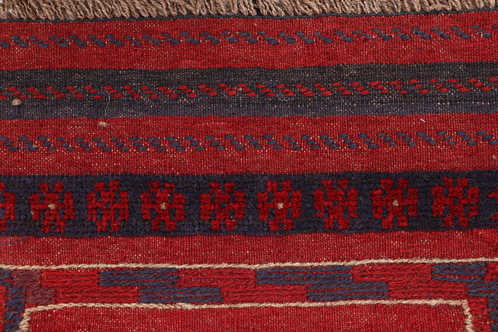 Dark Red Mashwani 1' 9 x 8' - No. 63638 - ALRUG Rug Store