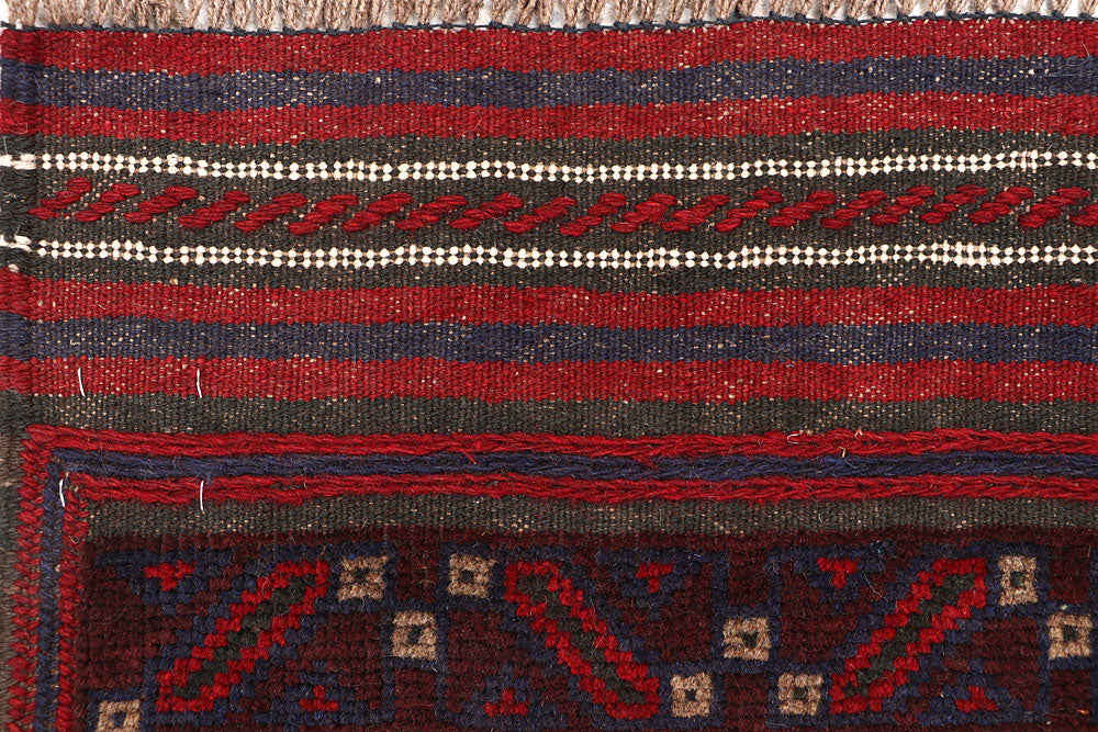 Dark Red Mashwani 1' 9 x 8' - No. 63639 - ALRUG Rug Store
