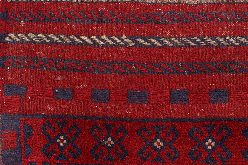 Dark Red Mashwani 2' 1 x 7' 7 - No. 63640 - ALRUG Rug Store