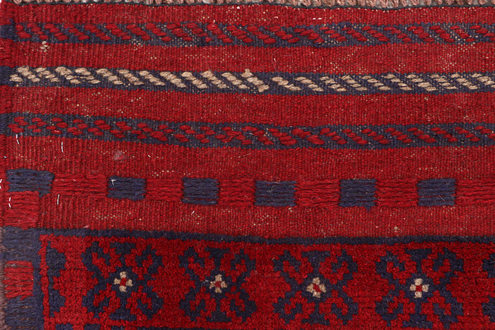 Dark Red Mashwani 2' 1 x 7' 7 - No. 63640 - ALRUG Rug Store
