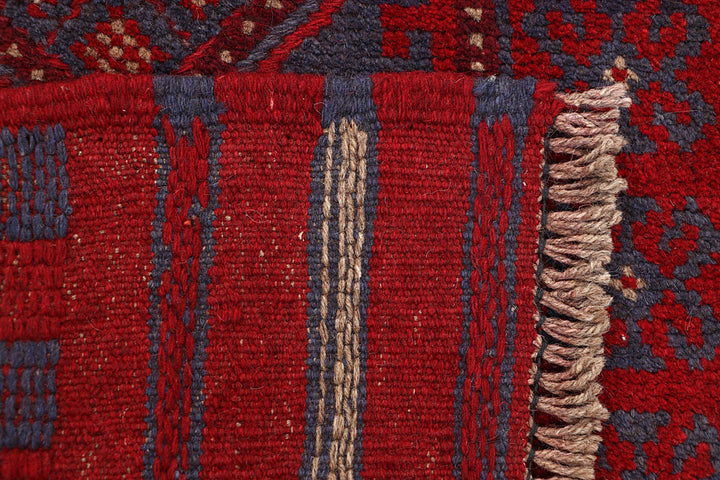 Dark Red Mashwani 2' 1 x 7' 7 - No. 63640 - ALRUG Rug Store