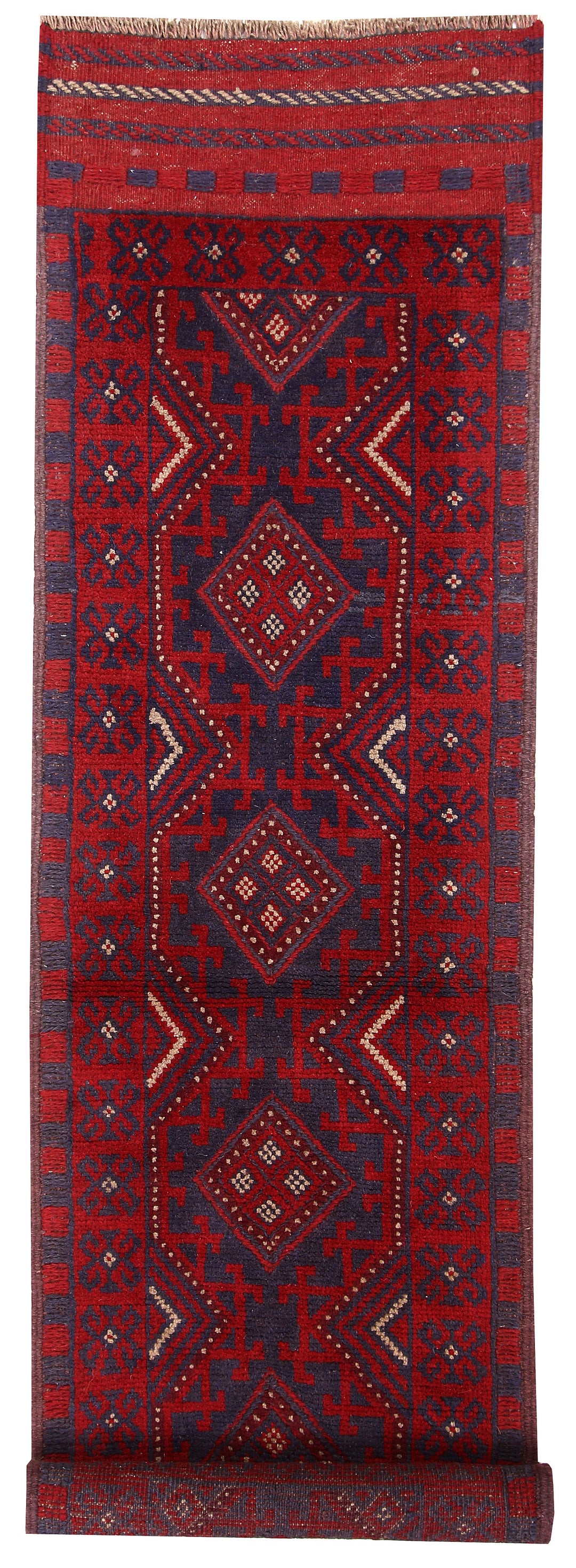 Dark Red Mashwani 2' 1 x 7' 7 - No. 63640 - ALRUG Rug Store