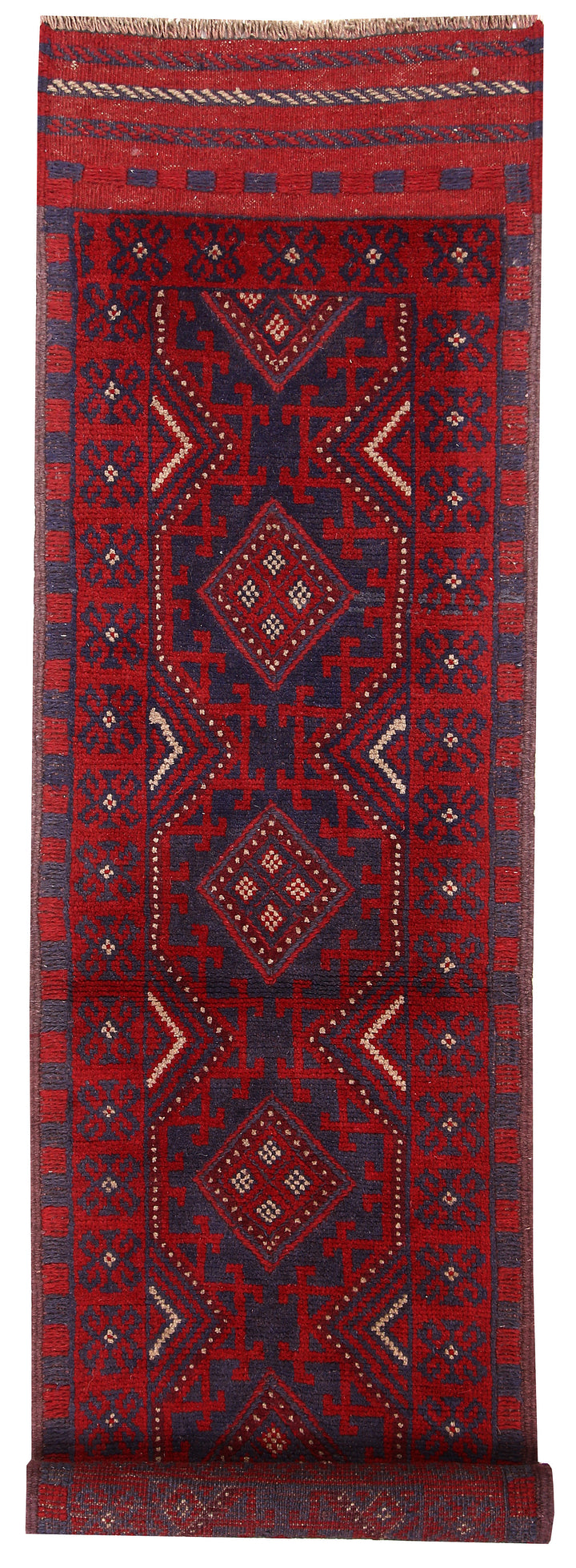 Dark Red Mashwani 2' 1 x 7' 7 - No. 63640 - ALRUG Rug Store