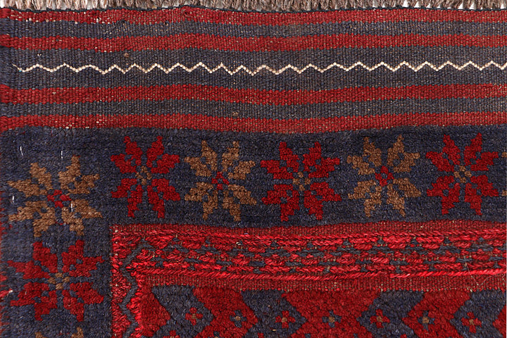 Dark Red Mashwani 2' 2 x 7' 10 - No. 63642 - ALRUG Rug Store