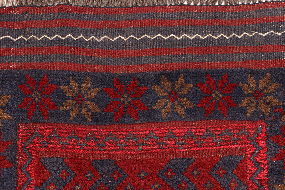 Dark Red Mashwani 2' 2 x 7' 10 - No. 63642 - ALRUG Rug Store