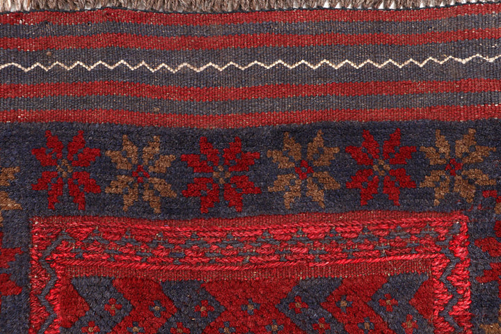 Dark Red Mashwani 2' 2 x 7' 10 - No. 63642 - ALRUG Rug Store