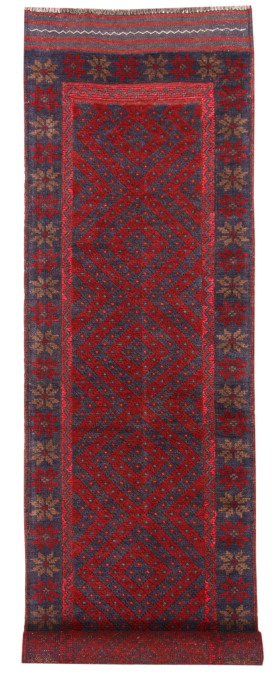 Dark Red Mashwani 2' 2 x 7' 10 - No. 63642 - ALRUG Rug Store