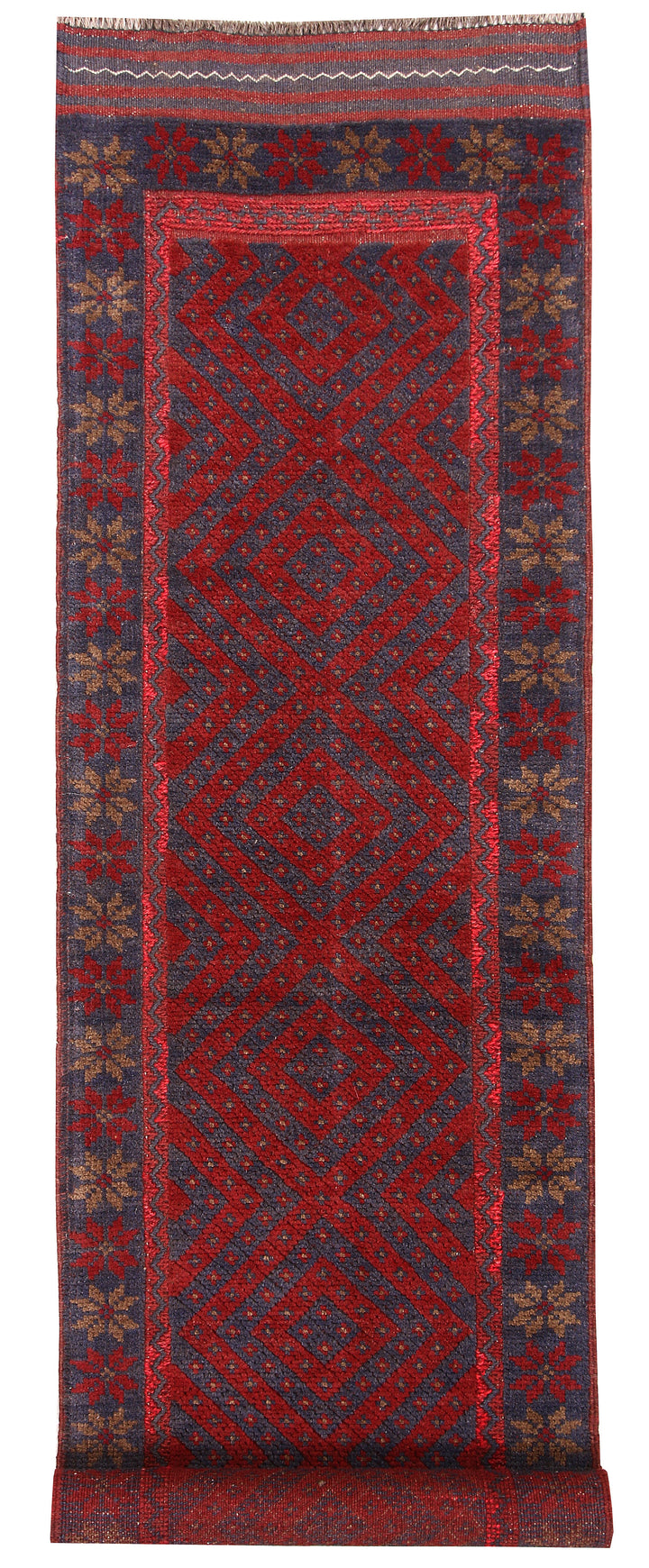 Dark Red Mashwani 2' 2 x 7' 10 - No. 63642 - ALRUG Rug Store