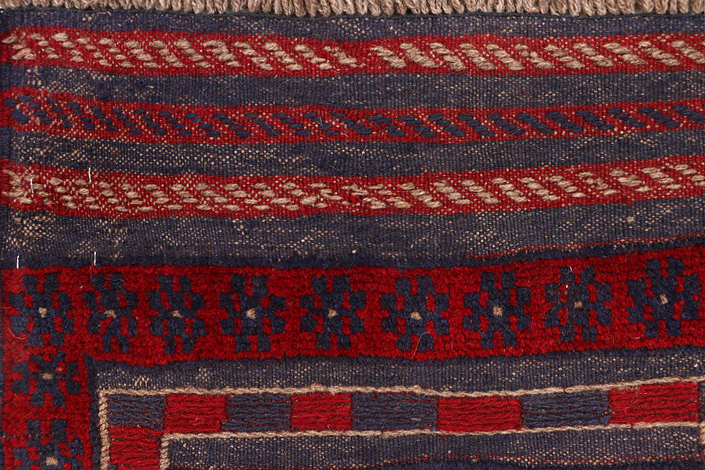 Dark Red Mashwani 2' 1 x 8' - No. 63643 - ALRUG Rug Store