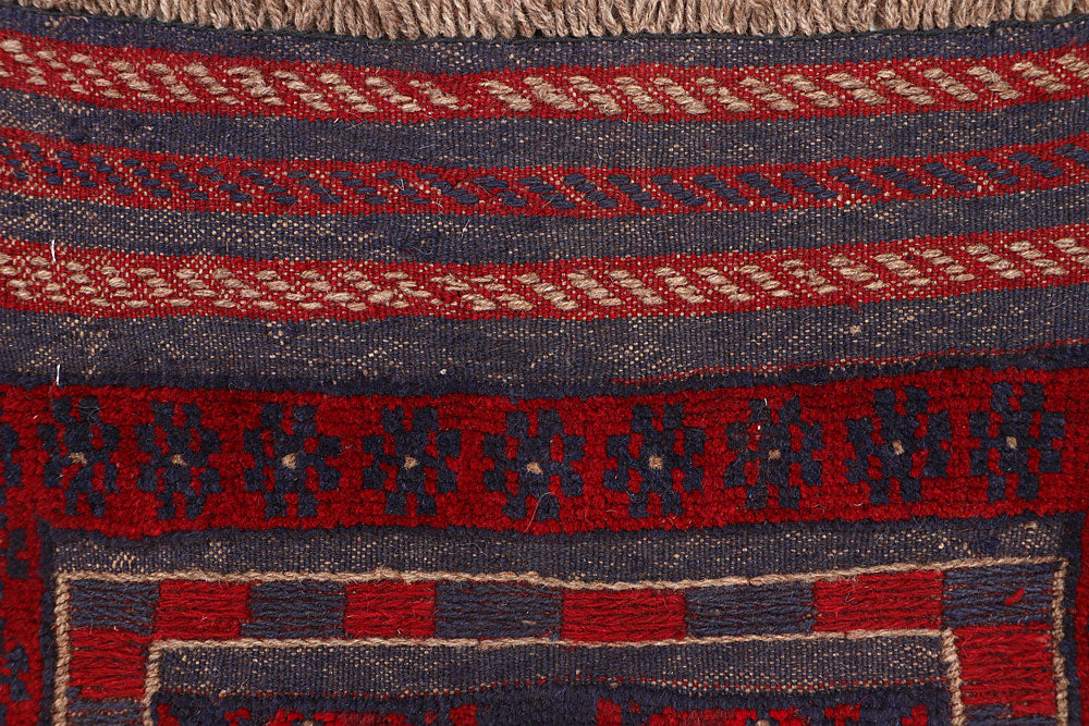 Dark Red Mashwani 2' 1 x 8' - No. 63643 - ALRUG Rug Store