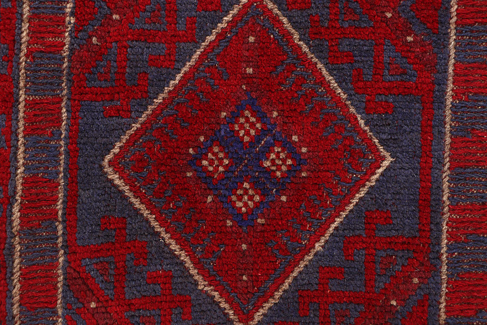 Dark Red Mashwani 2' 1 x 8' - No. 63643 - ALRUG Rug Store