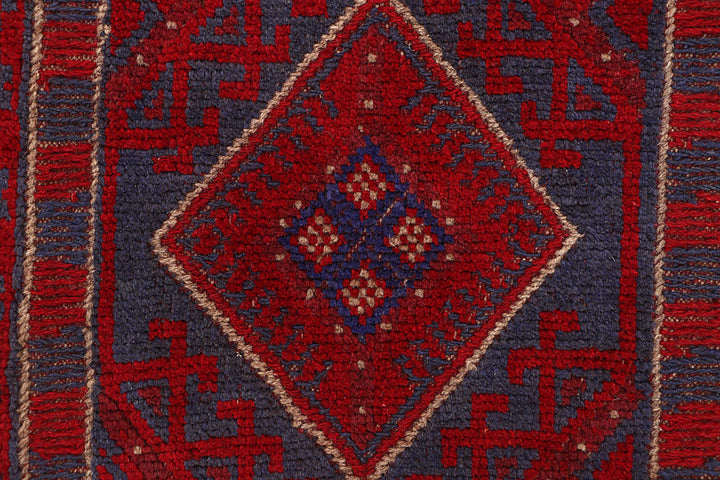 Dark Red Mashwani 2' 1 x 8' - No. 63643 - ALRUG Rug Store