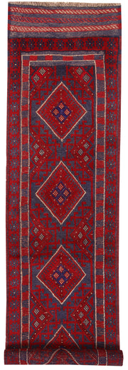 Dark Red Mashwani 2' 1 x 8' - No. 63643 - ALRUG Rug Store