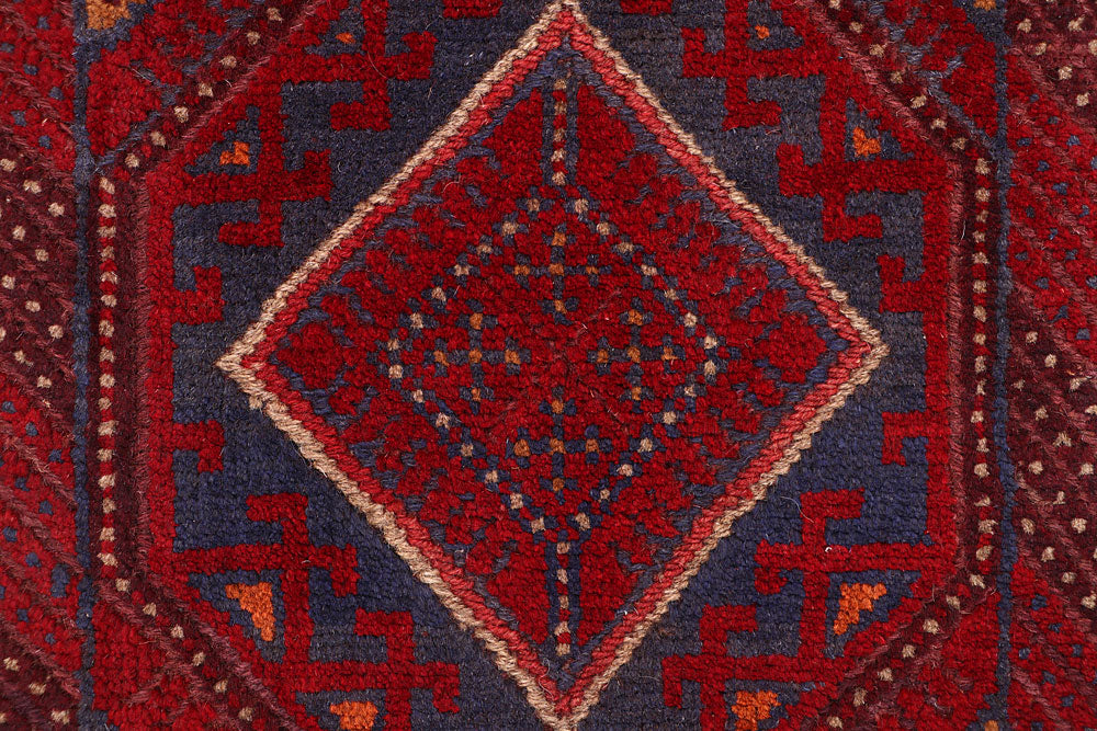 Dark Red Mashwani 1' 9 x 8' - No. 63645 - ALRUG Rug Store