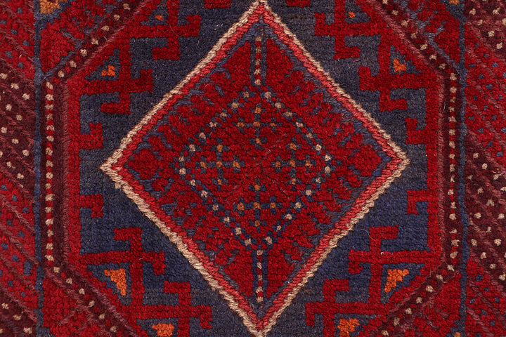 Dark Red Mashwani 1' 9 x 8' - No. 63645 - ALRUG Rug Store