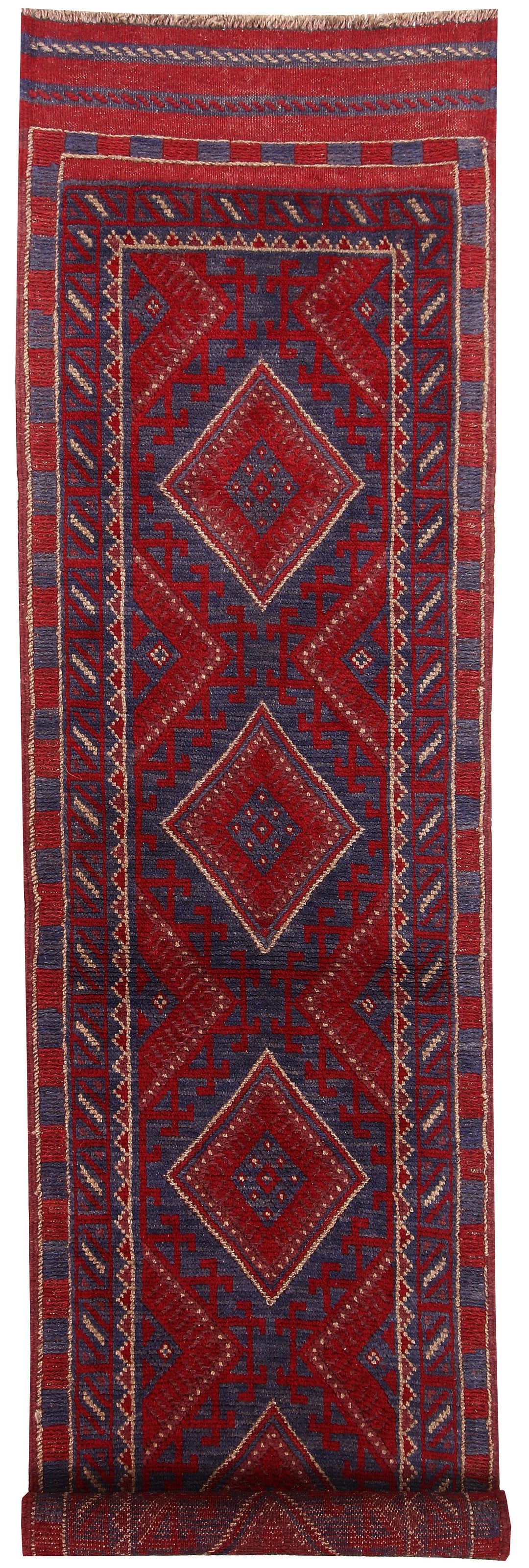Dark Red Mashwani 2' x 7' 9 - No. 63648 - ALRUG Rug Store