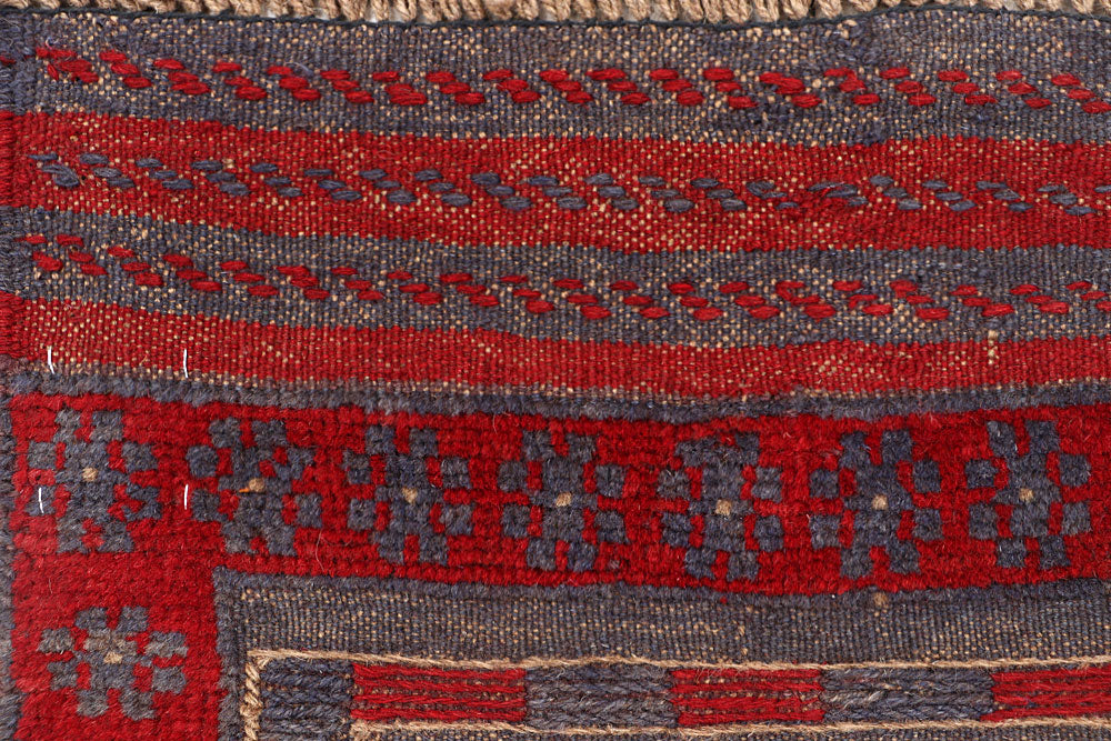 Dark Red Mashwani 2' 1 x 8' 1 - No. 63649 - ALRUG Rug Store