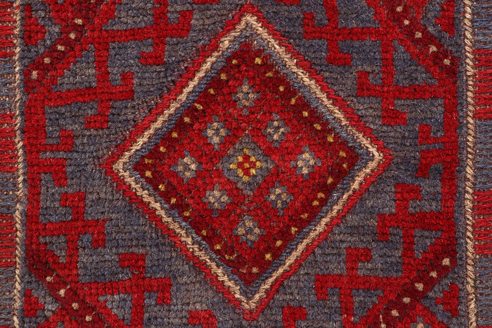 Dark Red Mashwani 2' 1 x 8' 1 - No. 63649 - ALRUG Rug Store