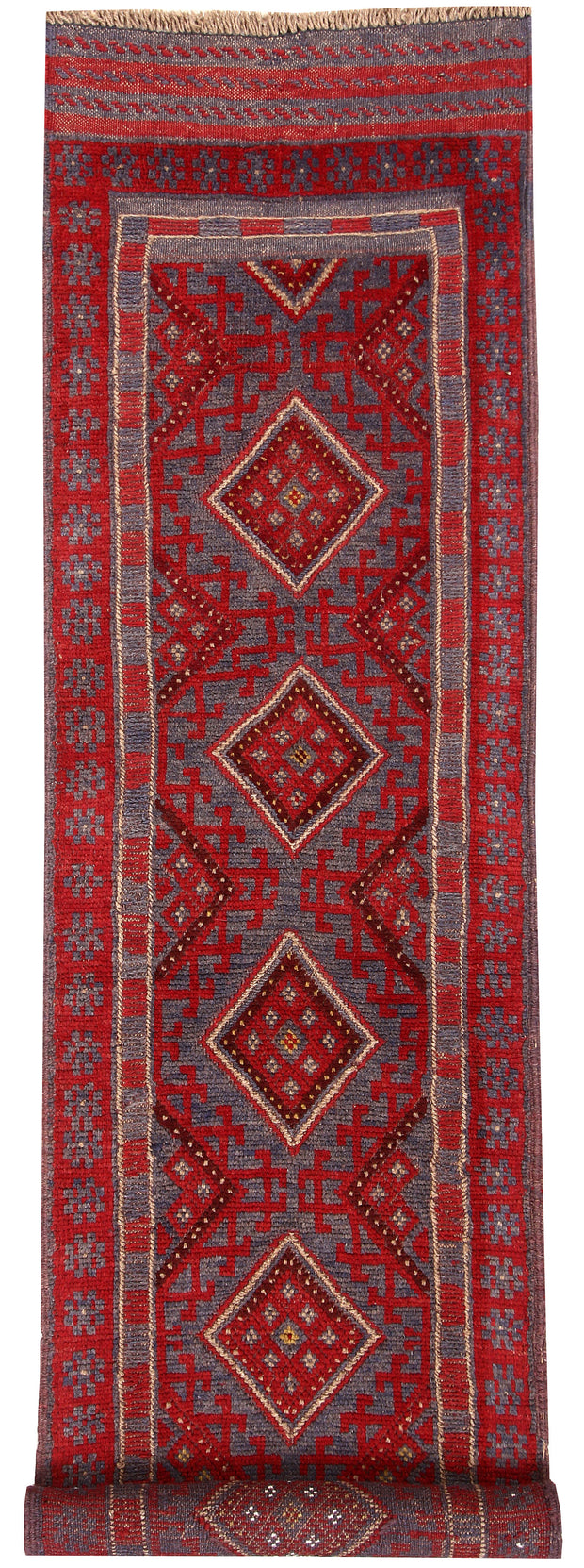 Dark Red Mashwani 2' 1 x 8' 1 - No. 63649 - ALRUG Rug Store
