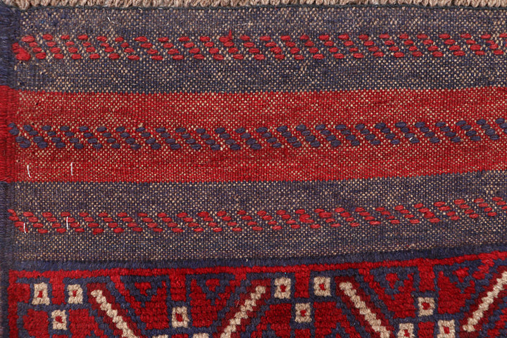 Dark Red Mashwani 2' x 8' 2 - No. 63651 - ALRUG Rug Store