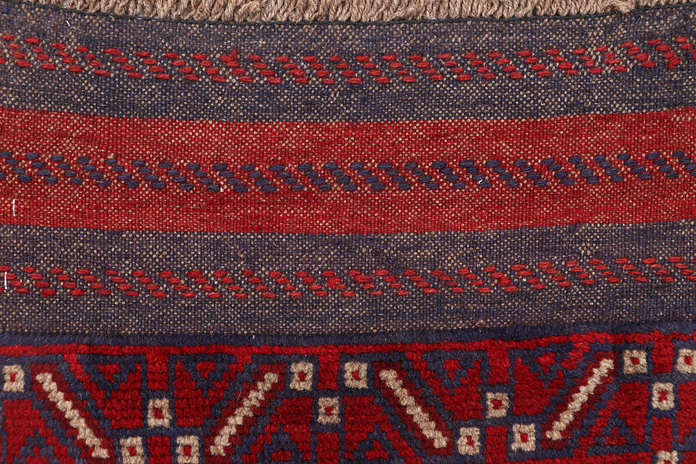 Dark Red Mashwani 2' x 8' 2 - No. 63651 - ALRUG Rug Store