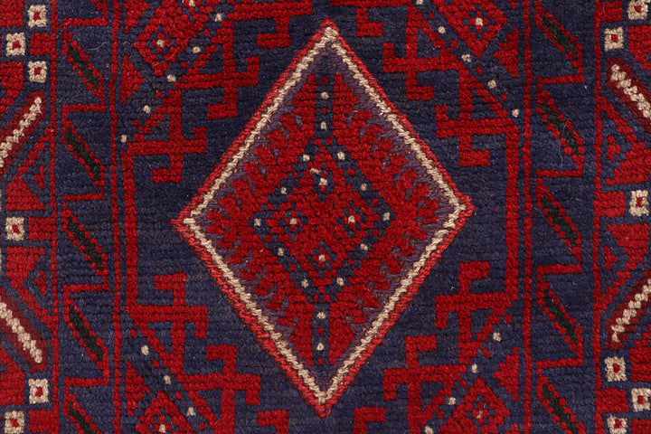 Dark Red Mashwani 2' x 8' 2 - No. 63651 - ALRUG Rug Store