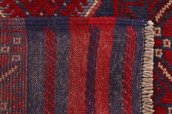 Dark Red Mashwani 2' x 8' 2 - No. 63651 - ALRUG Rug Store