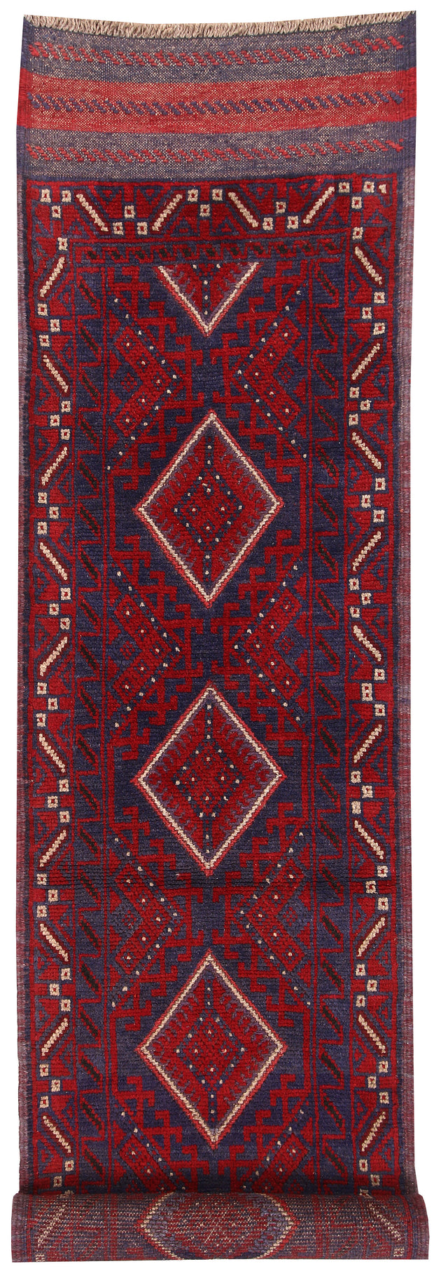 Dark Red Mashwani 2' x 8' 2 - No. 63651 - ALRUG Rug Store