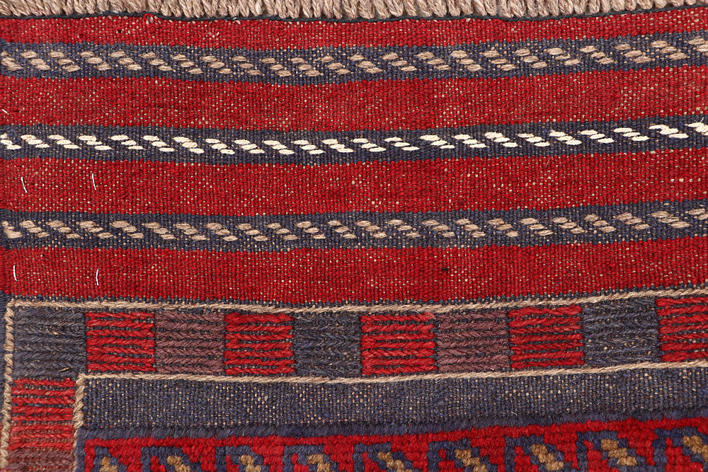 Dark Red Mashwani 2' 2 x 8' - No. 63652 - ALRUG Rug Store