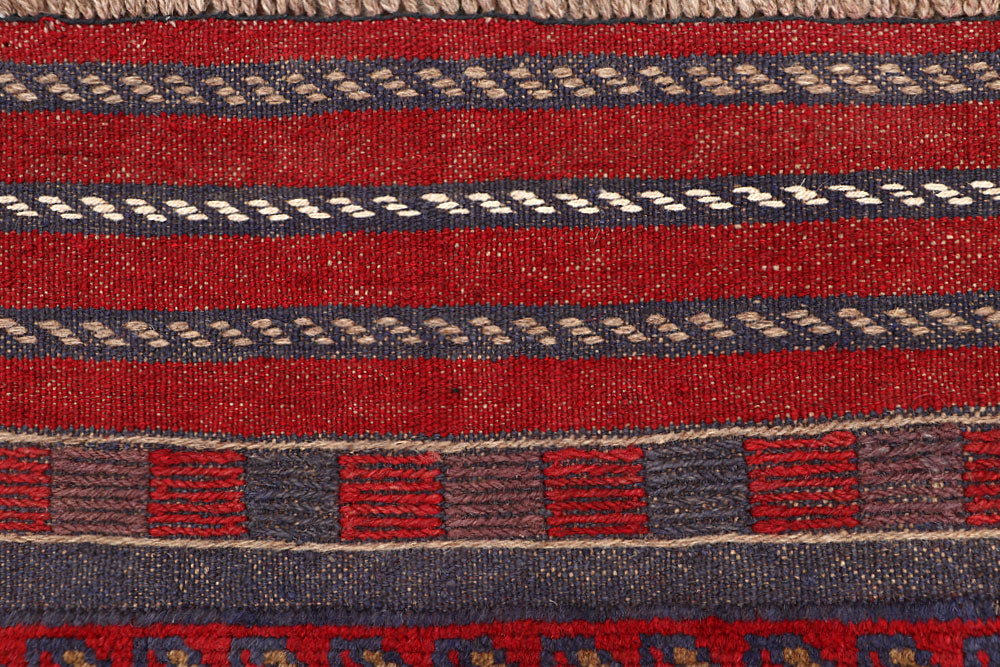 Dark Red Mashwani 2' 2 x 8' - No. 63652 - ALRUG Rug Store