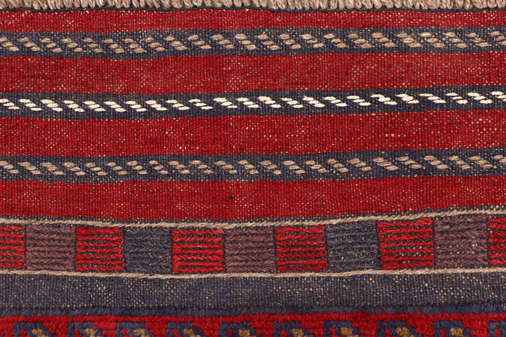 Dark Red Mashwani 2' 2 x 8' - No. 63652 - ALRUG Rug Store