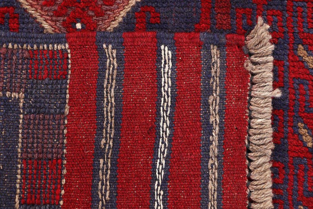 Dark Red Mashwani 2' 2 x 8' - No. 63652 - ALRUG Rug Store